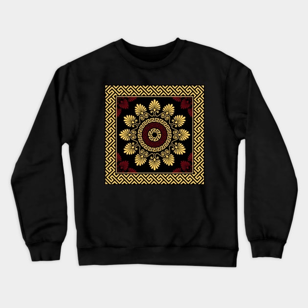 Golden round Greek ornament Meander Crewneck Sweatshirt by kavalenkava